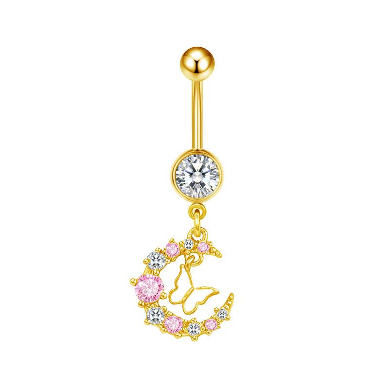 Chic Butterfly Heart Belly Button Ring Pink Women Navel for Birthday and Celebration