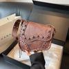Customized PU Material Saddle Bag Western Denim Handbag Distressed Rivet