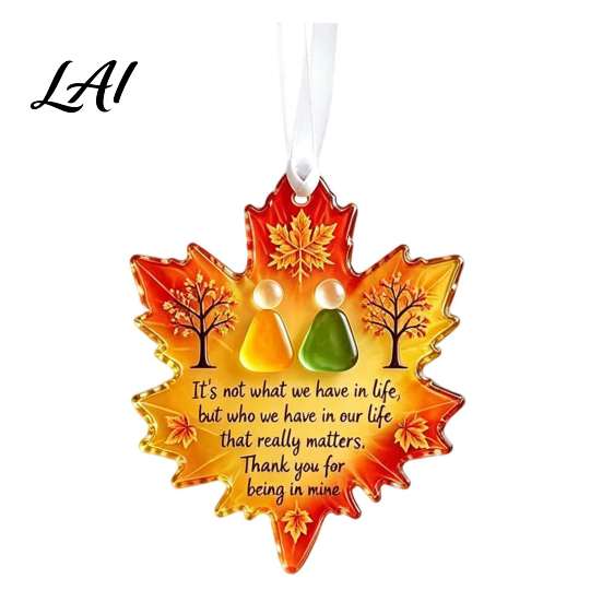 Covered Patio Hanging Ornament Sea Glass Ornament Heart-Shaped/Maple Leaf Friendship Acrylic Sun Catcher Handmade Seaglass Keepsake for Holiday