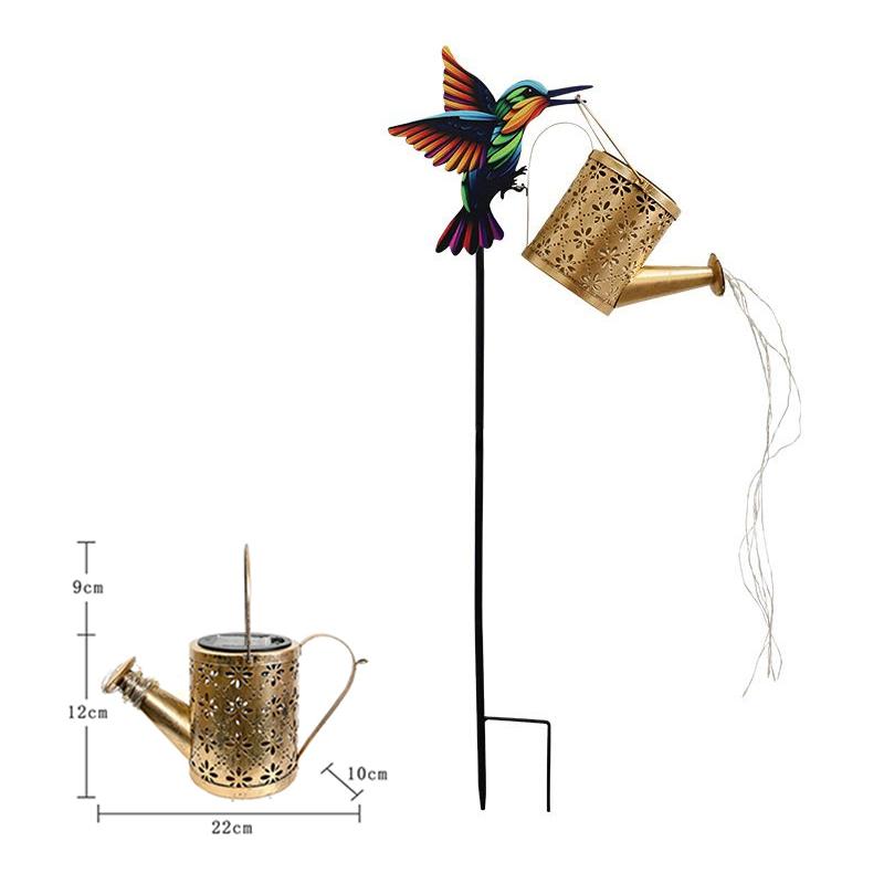 Solar Powered Metal Fairy Lights with Watering Can Solar Garden Lights for Walkway Yard Pathway Patio Table