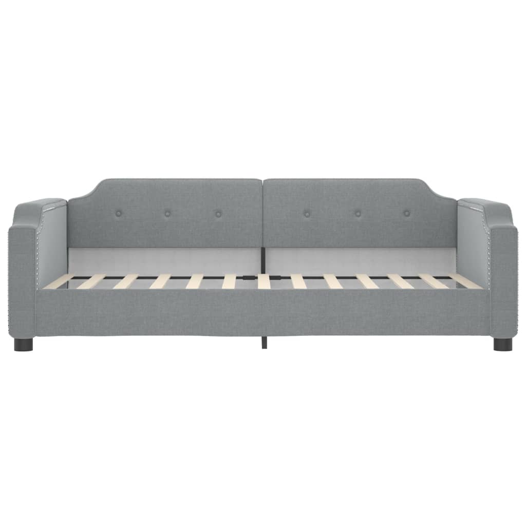 Pull Out Daybed with Drawers Light Grey 90 x 190 cm Fabric