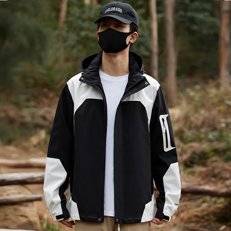Men Women Lightweight Windproof Hiking Jacket With Detachable Hood Fall Winter Outdoor Sport Coat