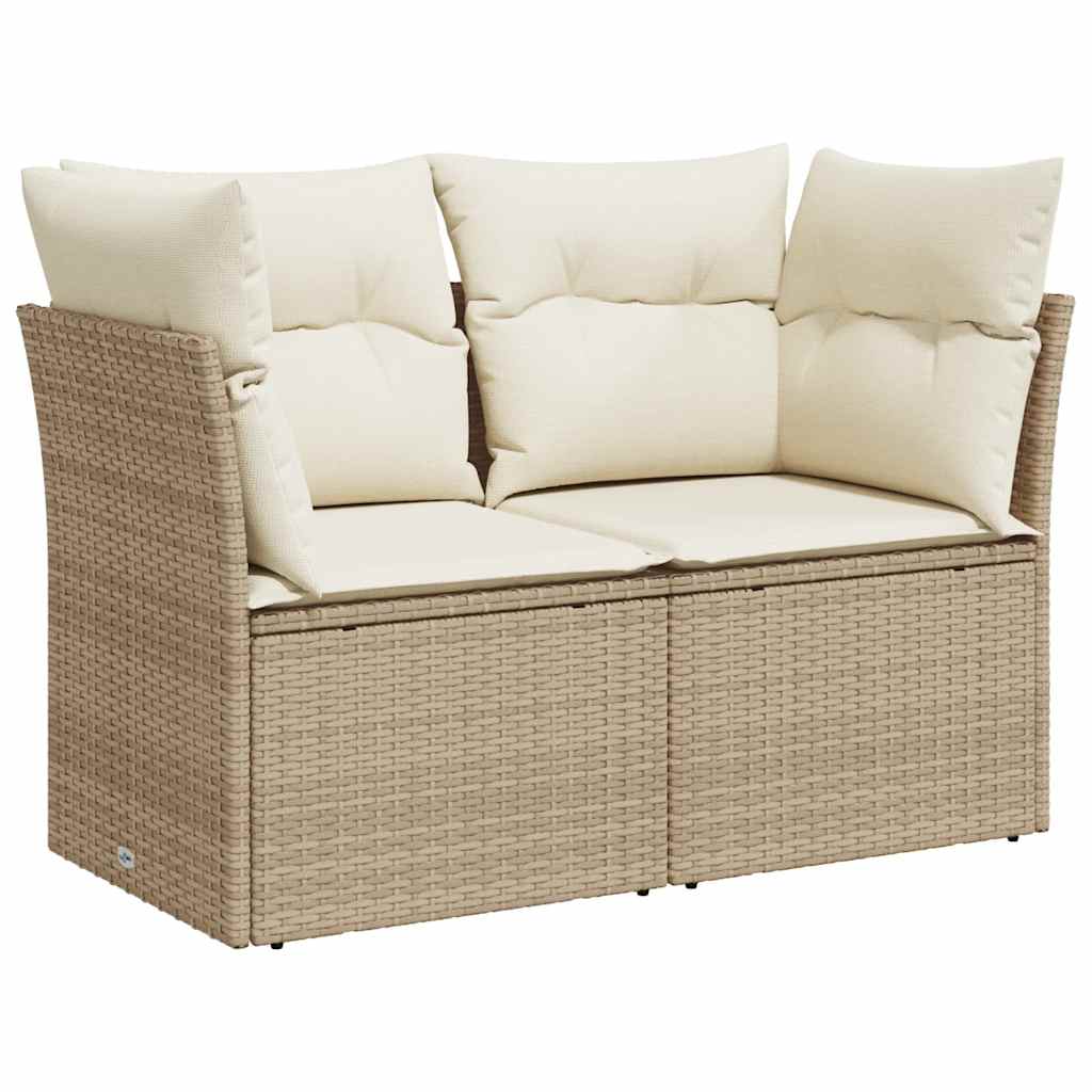 Vidaxl Sofa Ogrodowa Z Poduszkami, 2-Osobowa, Beż, Polirattan