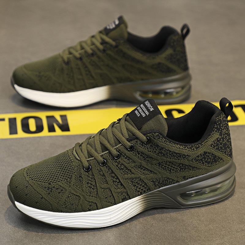 Осенние мужские кроссовки с низким верхом большого размера, из дышащей сетки с плетением, для бега, со смягчающей воздушной подушкой и мягкой подошвой, спортивная обувь