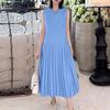 Women Summer Casual Round Neck Loose Sleeveless Dress