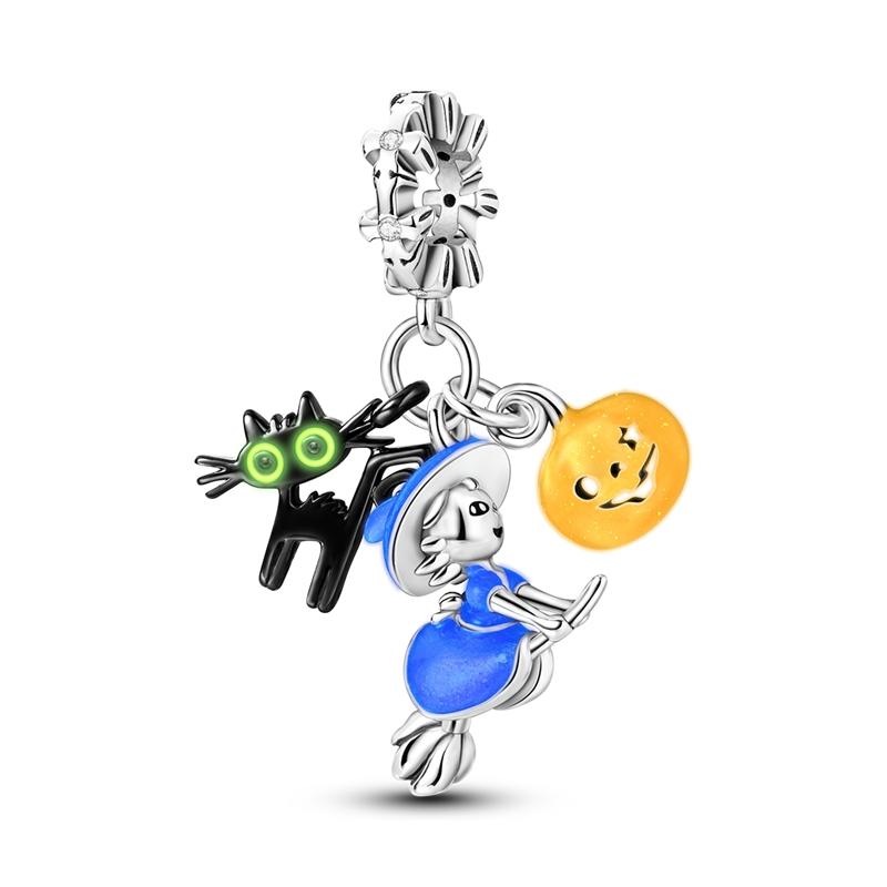 925 Silver Snowman Charm Beads Christmas Halloween Pendant for Women Jewelry Gift Fit Bracelet