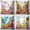 Бабочки и цветы на наволочкеПодходит для дивана, автомобиля, спальни, декоративная наволочка для подушки