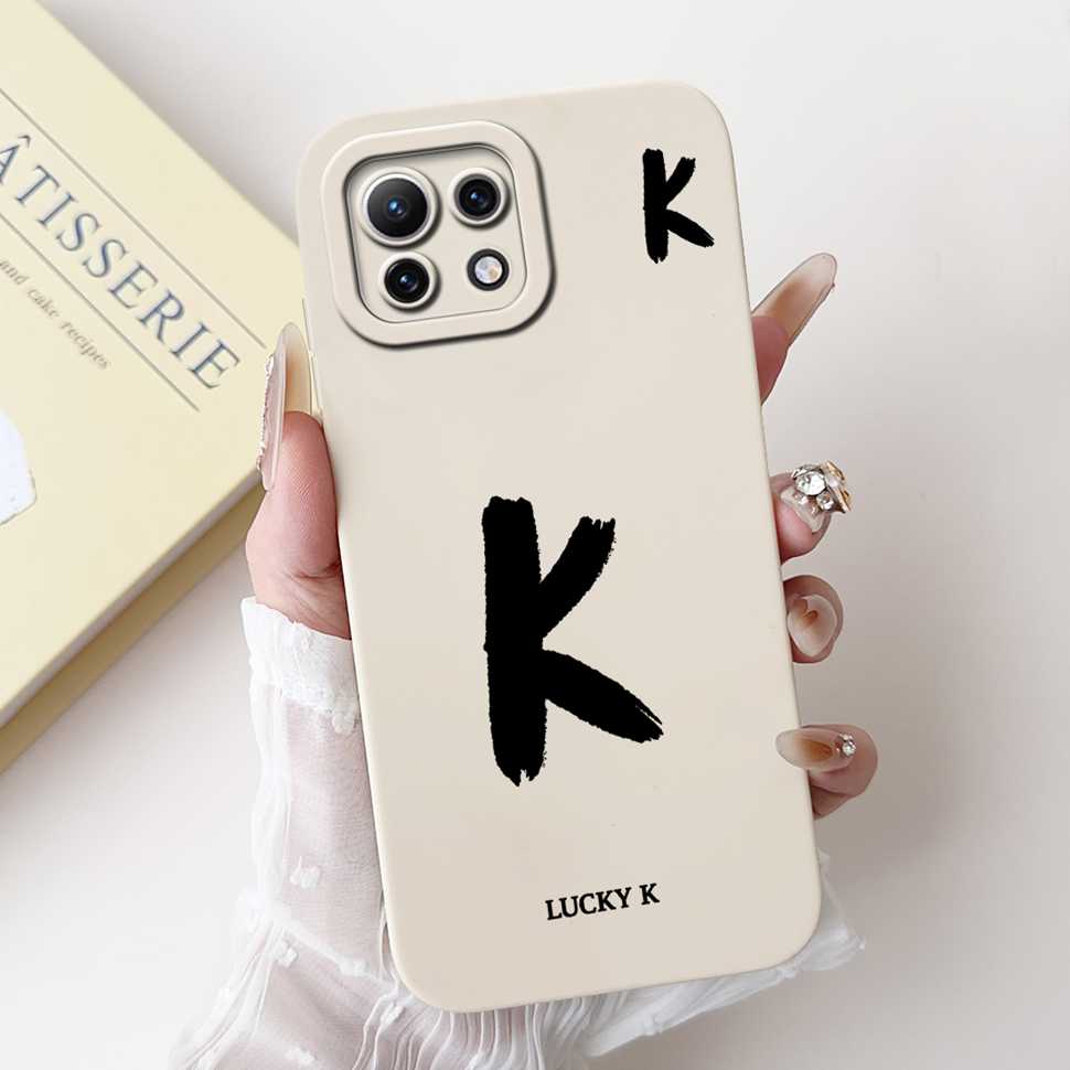 Чехол для Xiaomi Mi 11 Lite 4G 11Lite 5G M2101K9AG Милые Белые Буквы A-Z Мягкий Силиконовый Чехол Для Xiaomi Mi 11 Youth 6.55" Корпус