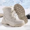 Зимние женские ботинки Плюшевые теплые сноубутсы Водонепроницаемая хлопковая обувь Уличные нескользящие трекинговые ботинки Модные повседневные высокие ботинки