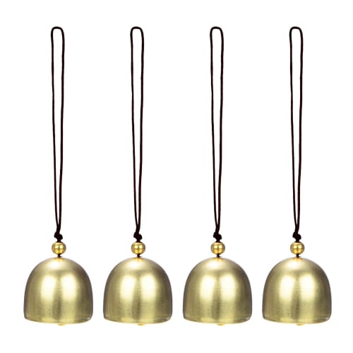 METERXITY 4-Pack Hanging Bells, Small Decorative Bells, Vintage Jingle Bells, Christmas/Home/Window/Door/Garden Decorations, Hanging Bell Pendants, Go