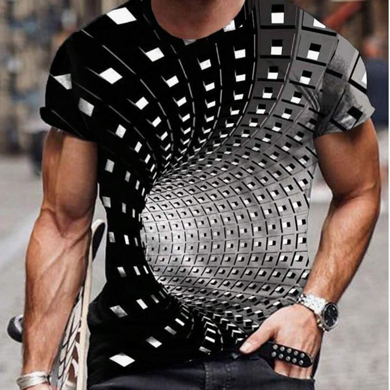 New Summer Men's Fashion T-shirt Visual Vortex Printed Men's T-shirt Top