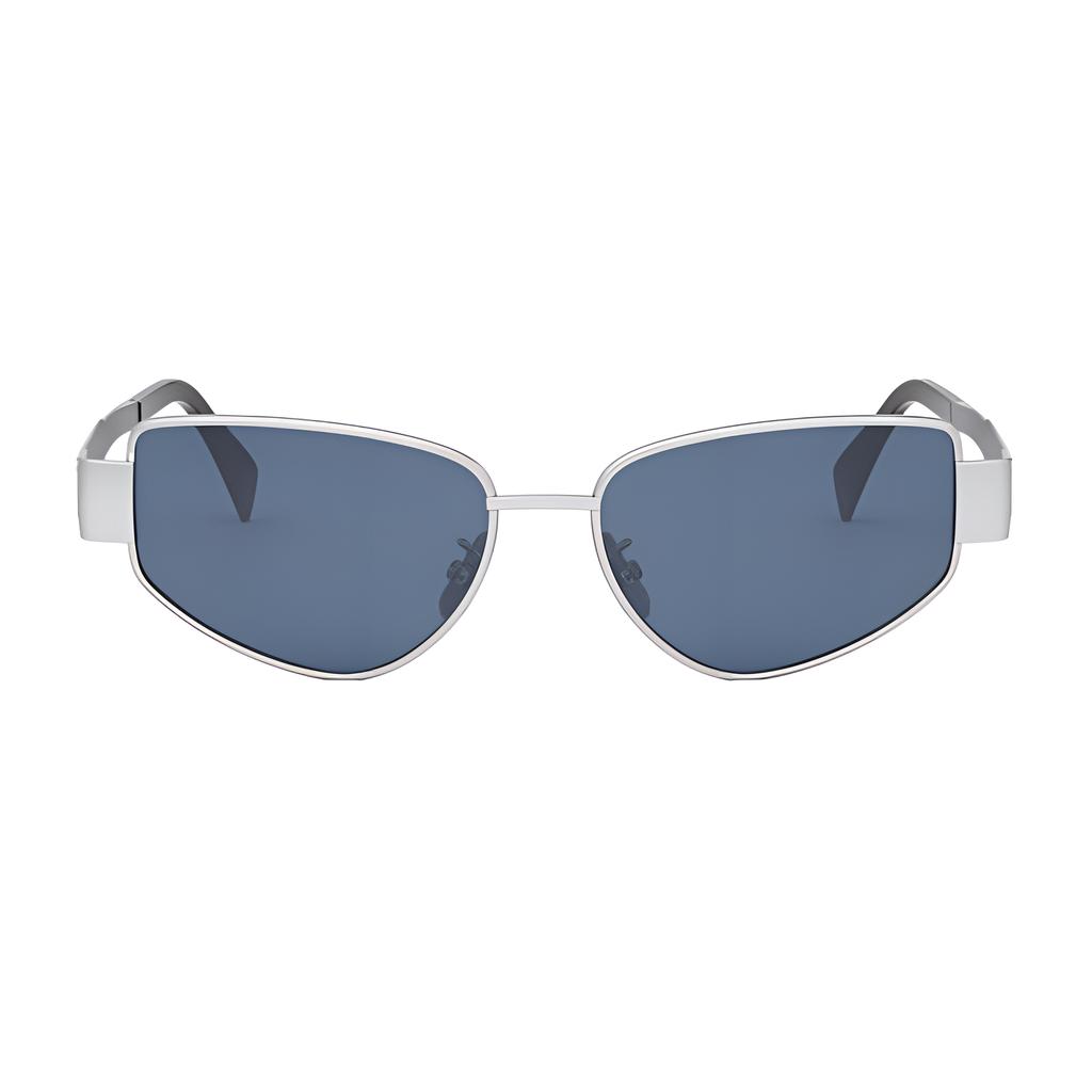 Celine Sculpted Metal Irregular Frame Sunglasses Men sunglasses Silver CL40293U.
