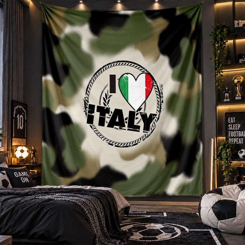 Wall Hanging Tapestry Italy Football Print Cloth for Living Room Bedroom Home Decor