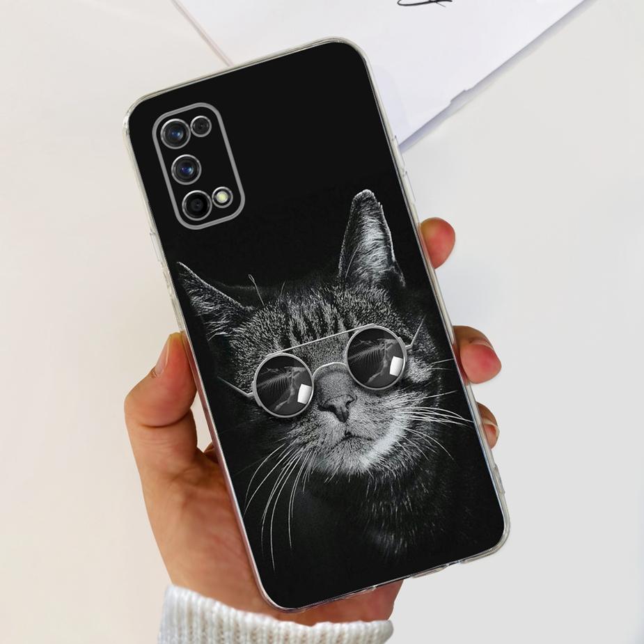 For Realme 7 Pro Case RMX2170 Cute Cat Flowers Painted Cover Clear Silicone Soft TPU Phone Case For Realme 7 Pro Realme7 5G Bags