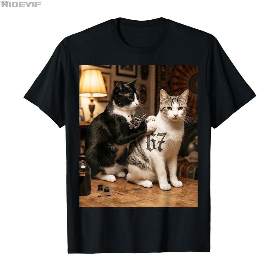 Cat Tattoo Artist 67 Six Seven SEIS Siete Brain Rot Birthday Tshirt For Men Women T Shirts Short Sleeve Tops 12191