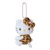 Kawaii Hello Kitty Plush Keychain Leopard Print Pink Tail Stuffed Pendant Bag Charm Backpack Decor Cute Gift for Teen Girls