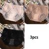 3pcs Sexy Plus Size Lace Panties with French Baroque Flair Sheer Mesh Accents Intricate Lace Patterns Creating A Captivating and Glamorous Look