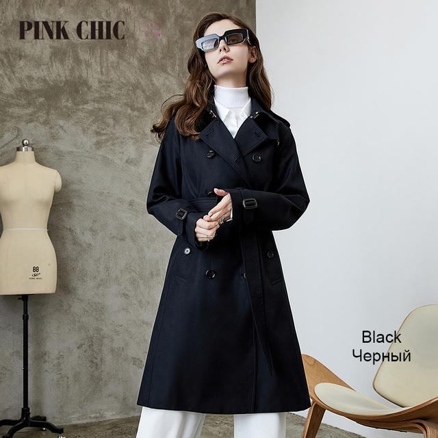 РОЗОВЫЙ ШИК, новая весенне-осенняя ветровка средней длины с воротником с лацканами, женский двубортный пояс, пальто в стиле ретро, Тренч Грейс 667