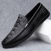 Genuine Leather Male Casual Shoes Fashion Mens Loafers Breathable Slip On Driving Shoes Crocodile Pattern Moccasins Comfy Flats