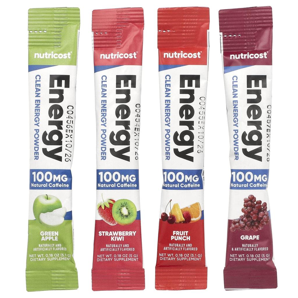 Nutricost Energy, Clean Energy Powder, Variety Pack, 20 Stick Packs, 5g (0.18oz) Each