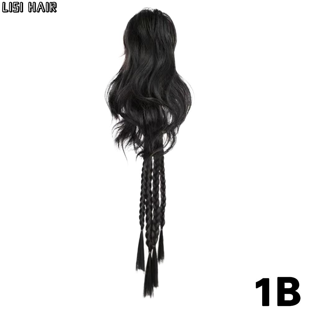 LISI HAIR Synthetic Long Hair Braid Ponytail Curly Hair Buns Braid Wig Claw Clip Ponytail Extension Buns Ponytail For Daily Use Hair