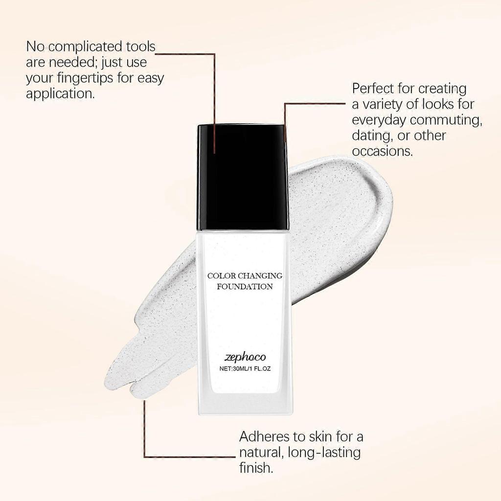 Zephoco Dark Skin Hydrating Color-Changing Foundation Is Light, Smooth, Long-Lasting, Naturally Hydrating And Provides Clear Concealer