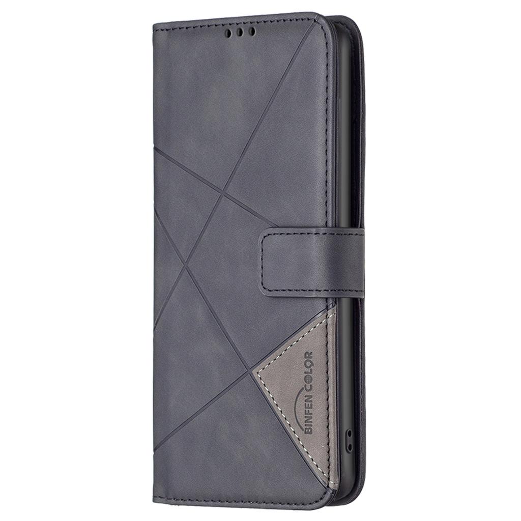 BINFEN COLOR For Samsung Galaxy A05s 4G Phone Cases Wallet Stand Geometry Imprinted Leather Cover