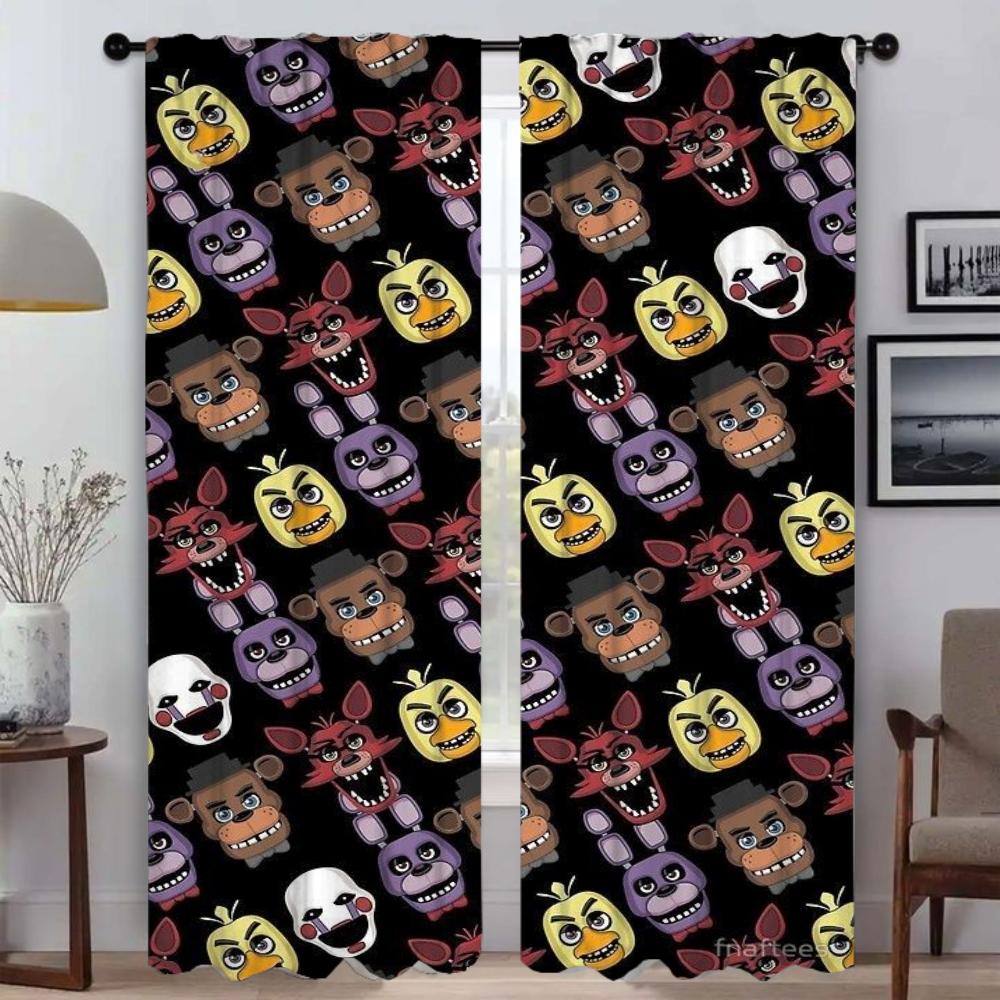 Тюль Five Nights At Freddy's для спальни, современные шторы для гостиной, 2 шт., шторы для окон, украшения на Хэллоуин, камера