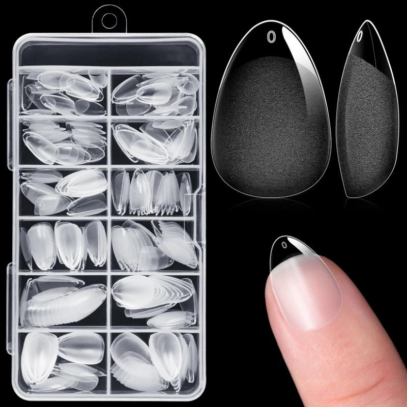 240pcs Half Cover Almond Pre-filed Nail Tips Half Matte XS Press On Fake Nail Extension for Small Tiny Nail Bed 12 Sizes In Box