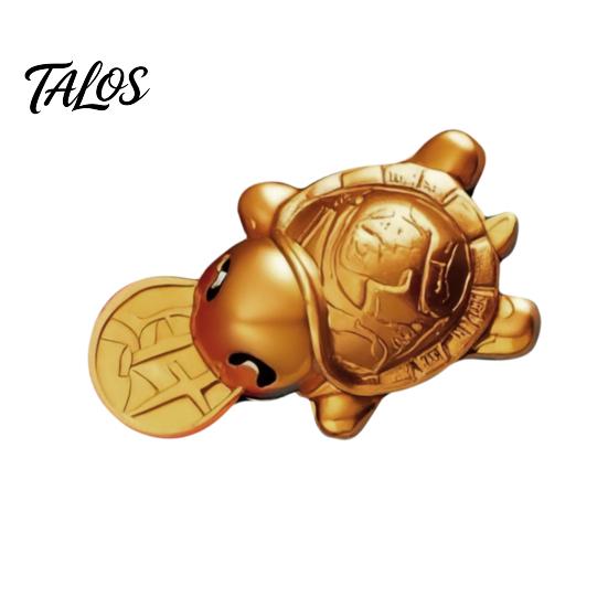 Chinese Culture Collectible Golden Turtle Feng Shui Ornament with Faux Leather Sleeve, Handmade Prosperity Wealth Talisman for Luck And Prosperity,
