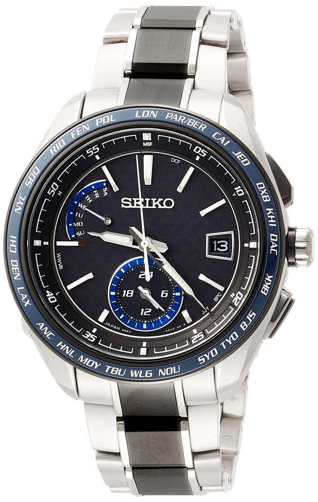 Brightz Solar Radio Sporty Line Black Dial Titanium Model Sapphire Glass SAGA261 Silver [Seiko Watch] Carbon-like Men's