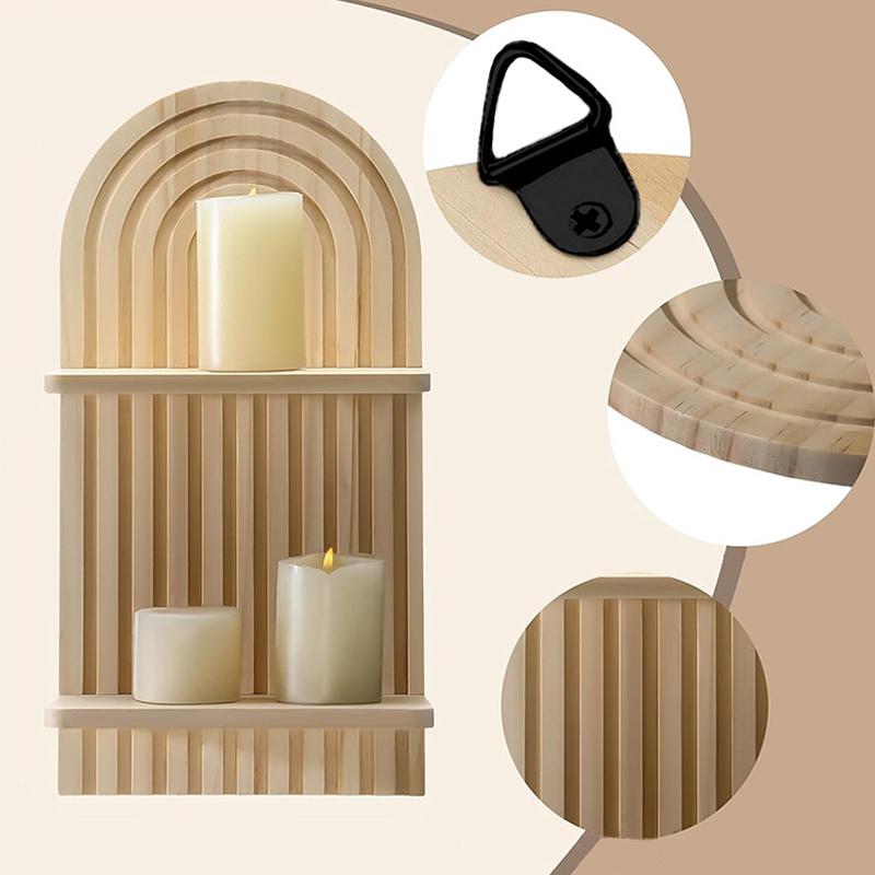 Подсвечник Ваза Настенное украшение Арочная настенная подвеска Деревянная двойная полка Арочная настенная подвеска