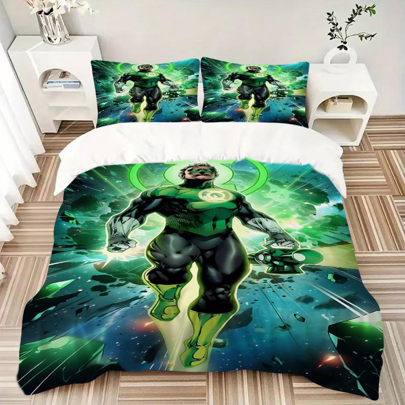3pcs Green Lantern Duvet Cover Set, 1 Duvet Cover + 2 Pillowcases (No Insert), High-Definition Print for All Seasons,Durable yy251103048