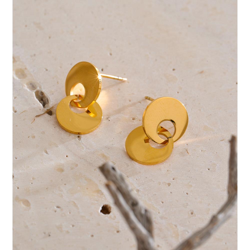 Eetit Глянцевые круглые серьги-подвески из нержавеющей стали с 18-каратным золотым покрытием, минималистичные, на каждый день, универсальные, оптом