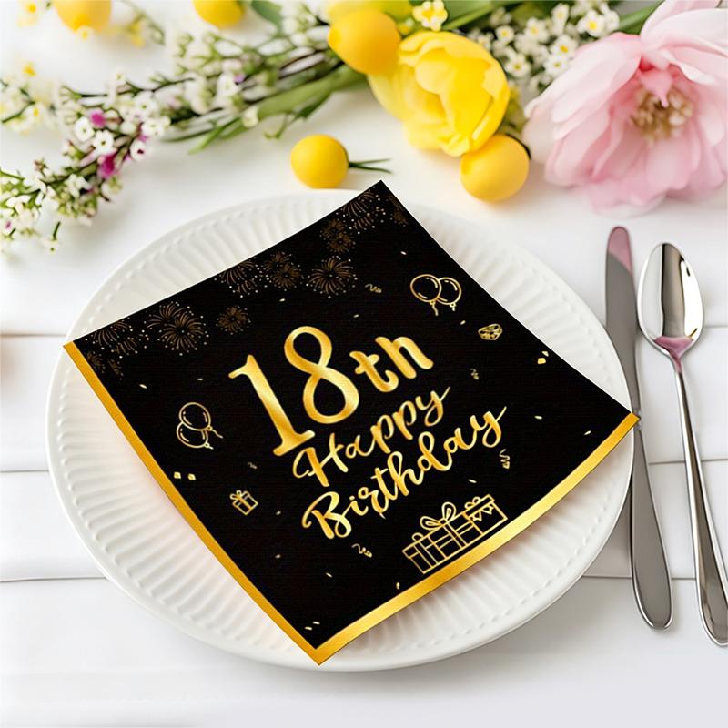 20 шт. Салфетки на 30-й, 40-й, 50-й, 60-й День Рождения Черно-Золотые Салфетки на Годовщину 'За 50 Лет!' Одноразовые Party Napkins