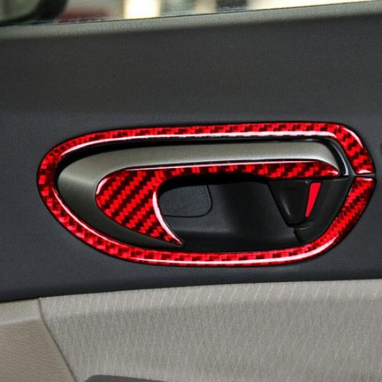 Red Carbon Fiber 2 Door Handle Sticker Trim For Honda Civic 2006-2011
