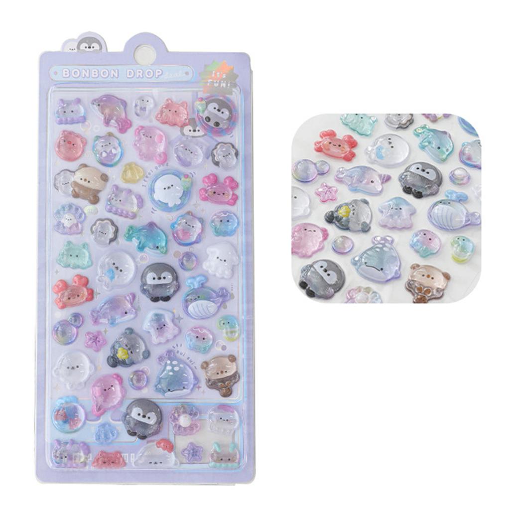 Cartoon 3D Stickers Scrapbooking Stickers Cartoon Animal Stickers for Planner Journals Tablet Skateboards Nail Decals