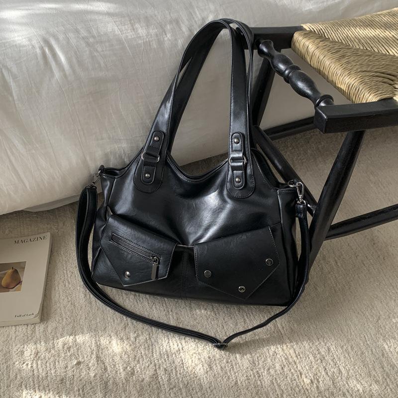 New Trendy And Popular Short-Distance Travel Shoulder Bag Fashionable And Simple Commuting Large-Capacity Tote Bag Messenger Women'S Bag