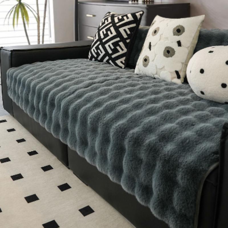 Универсальный плюшевый чехол для дивана квадратной формы, утолщенный чехол для дивана с кроликом, зимнее полотенце для гостиной, L, нескользящий коврик для дивана, одеяло для дивана, подушка для дивана