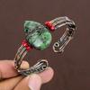 Ruby Zosite Lab-Created Handmade Copper Wire Wrap Cuff Bangle Adjustable O3c57