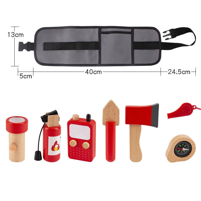 Kids Pretend Play Toy Tool Role Playing Educational Toys 3-6 Year Old Boys Wooden Simulation Children's Repairman Waist Bag Set