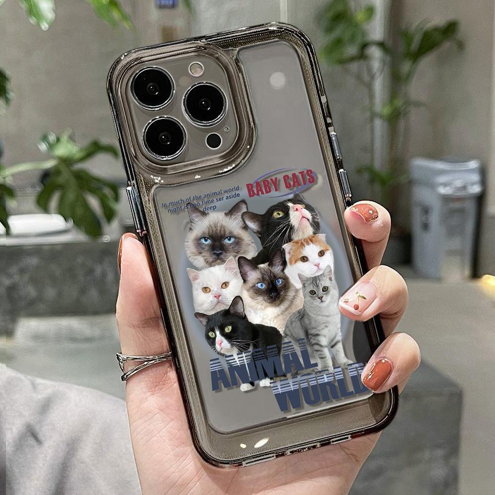 Чехол для телефона Cat для iPhone 13, чехлы для iPhone 11, 16 Pro Max, 14, 15, 12 XR, 13pro, 16pro, 16promax, 13promax, мягкие прозрачные чехлы из ТПУ, Fundas