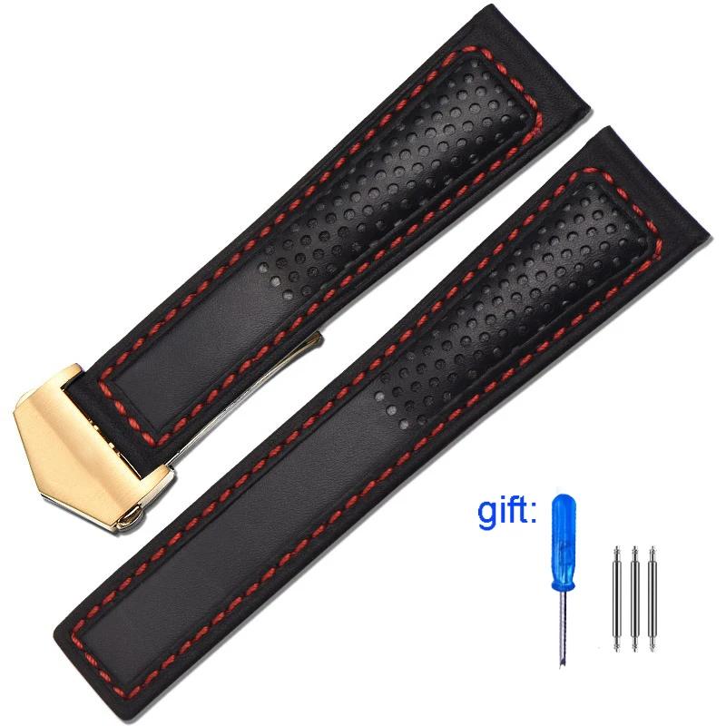 Genuine Leather Watch Band For Tag Heuer Carrera Diving Monaco F1 Series Breathable Black Watch Chain 22mm Men Watch Straps