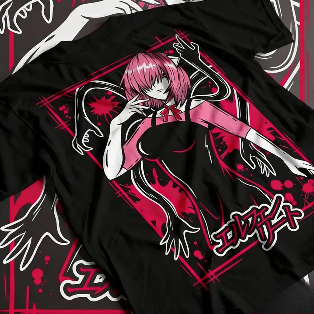 Летняя распродажа Унисекс Elfen Lied Люси Аниме Футболка Ню Каэдэ Манга Рубашка Футболка Хоррор АнимеТизер Женские с коротким рукавом - Мужские S...