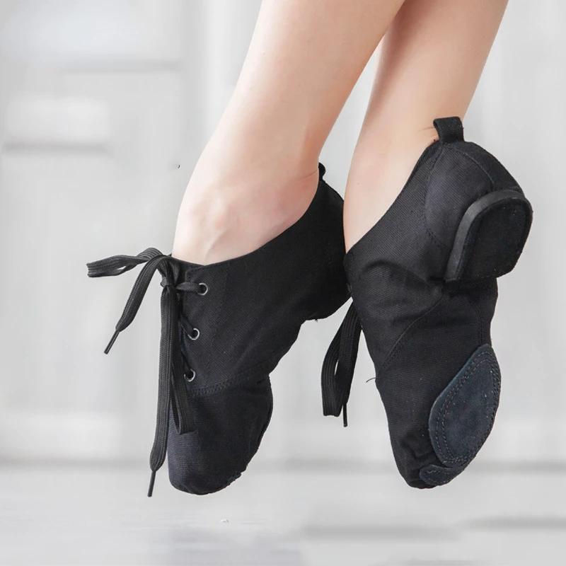 Тонкая ткань Женская балетная джазовая танцевальная обувь На шнуровке Мягкие спортивные кроссовки Гимнастическая фитнес-обувь для взрослых Детей Размер 26-45