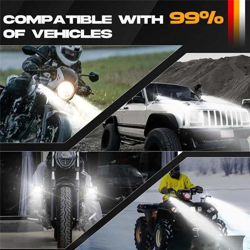 2PC LED Spotlight Pods Motorcycle Car Fog Driving Offroad 30000LM 120W Dual Color With Fun 10V-80V Truck ATV UTV