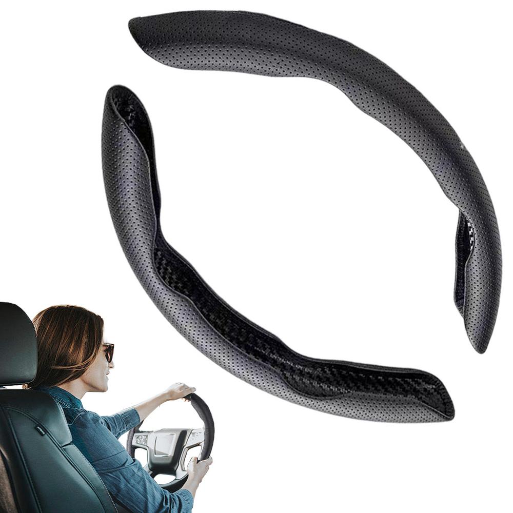 Защитник рулевого колеса автомобиля Наппа Кожа/Углеродное волокно Чехлы для рулевого колеса Сегментированный защитник рулевого колеса для большинства