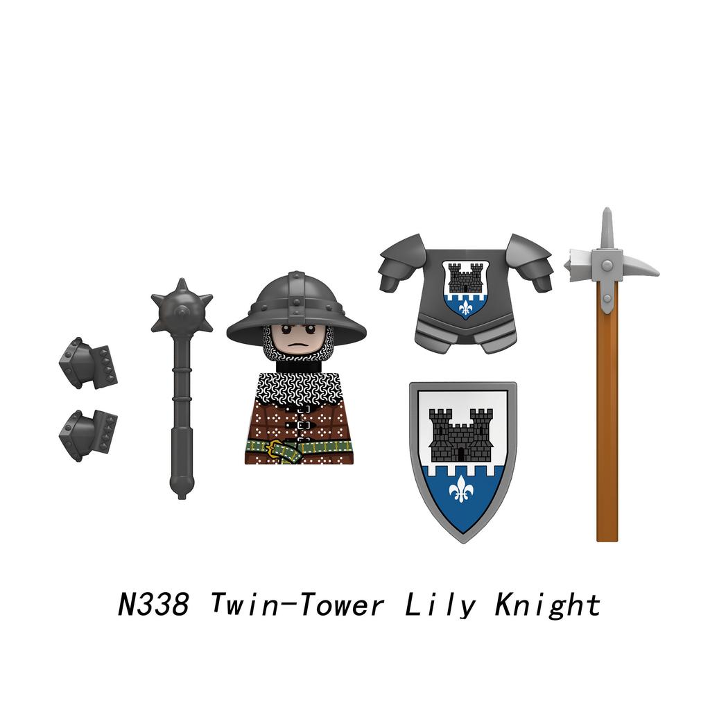 4 Styles Medieval Heraldry Heavy Armor Knight Brick Figures ABS Collectible Ornaments for Teen Adult Military Hobby Enthusiasts