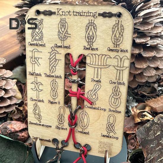 Доска для обучения вязанию узлов, 16 узлов, деревянная доска для начинающих, рифы, квадратные узлы, практическое обучение, подарок любителям кемпинга на открытом воздухе