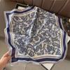 Blue and White Porcelain Print Satin Scarf - Fashionable Mom Style Accessory